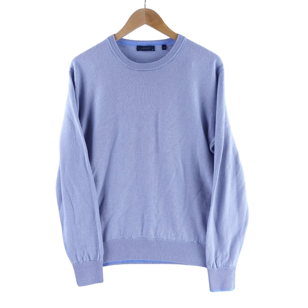 Greyson Mens Wool Linen Blend Crewneck Sweater Light Gray Size Large